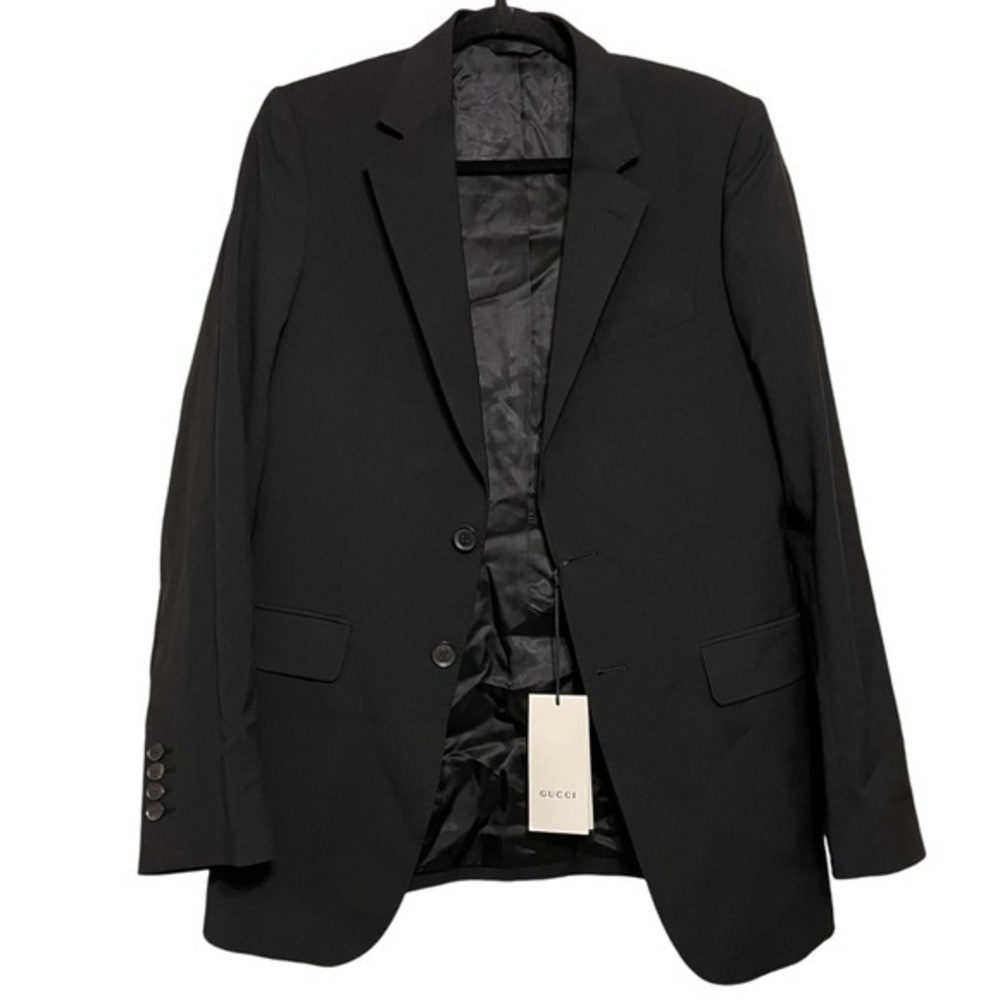 GUCCI Wool Uniform Blazer Solid Black